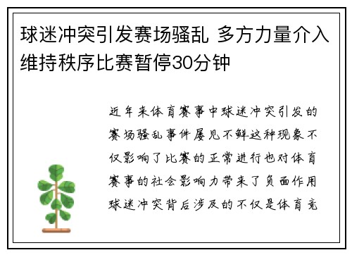 球迷冲突引发赛场骚乱 多方力量介入维持秩序比赛暂停30分钟